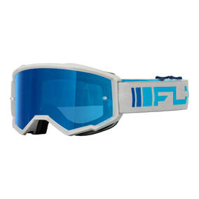 FLY ZONE GOGGLE SILVER/BLUE W/ DARK BLUE MIRROR/SMOKE LENS