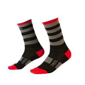 ONEAL MTB PERFORMANCE SOCK STRIPE BLACK/GREY/RED (39-42)