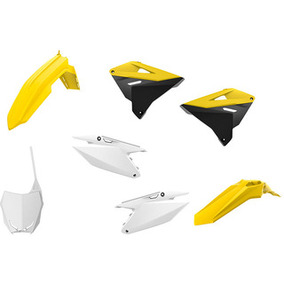 Suzuki RM125 RM250 01-12 MX Restyling Plastics Kit White/Yellow