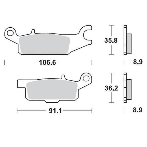 Moto-Master Yamaha Grizzly 550 09-15 Grizzly 700 07-onward Rear Right Brake Pad