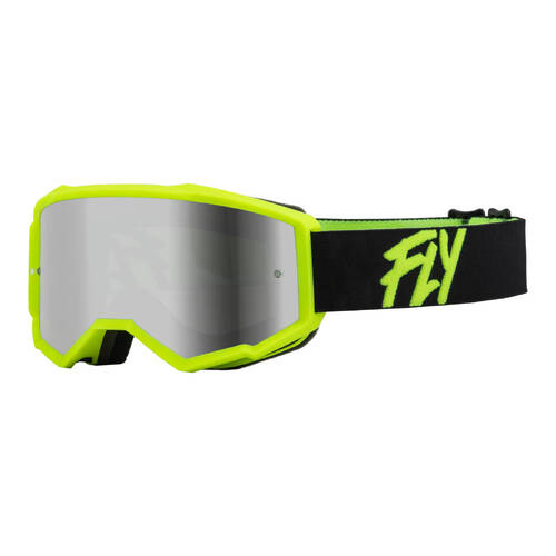 FLY ZONE YOUTH GOGGLE BLK/HI-VIS W/ SILV MIRROR/SMK LENS