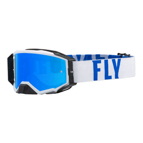 FLY ZONE PRO GOGGLE WHT/BLUE W/ SKY BLUE MIRROR/SMK LENS