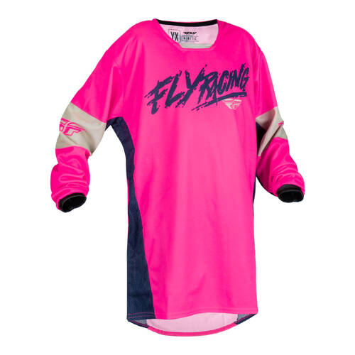 Fly Racing Kinetic Khaos Youth Jersey - Pink / Navy / Tan Size XL