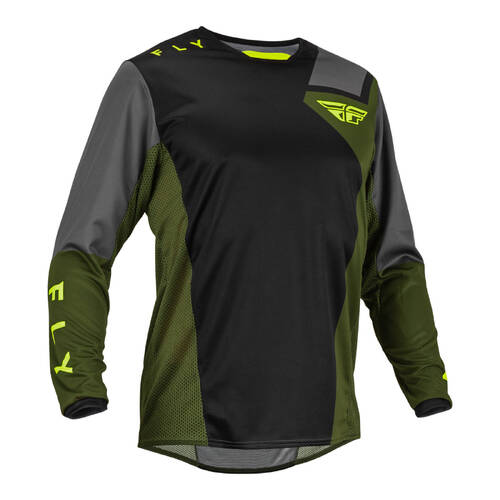 FLY KINETIC JET JERSEY BLACK/OLIVE GREEN/HI-VIS 