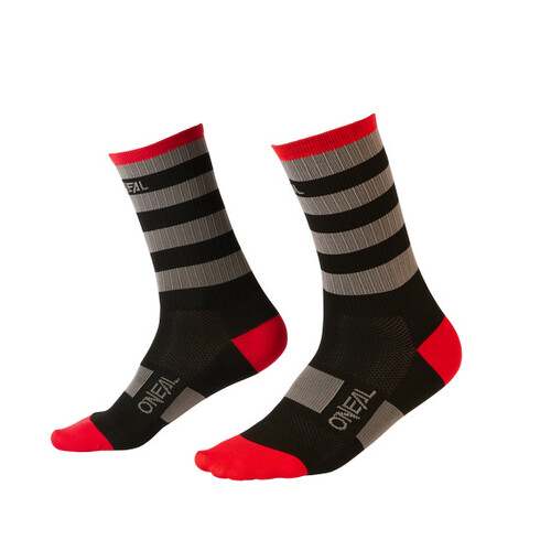 ONEAL MTB PERFORMANCE SOCK STRIPE BLACK/GREY/RED (39-42)