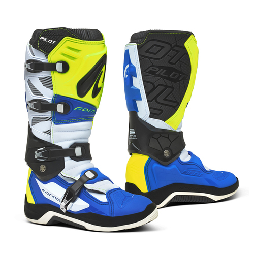 Forma Pilot MX Boots Yellow/White/Blue