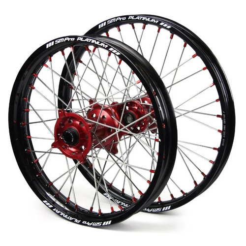 SM Pro Platinum Honda CR125R CR250R 02-07 CRF250R 07-13 CRF450R 02-12 Black / Red Wheel Set